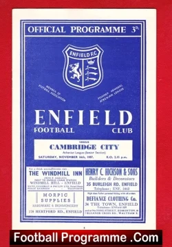 Enfield v Cambridge City 1957 - 1950s Programme - football programme