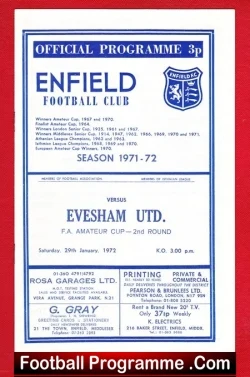 Enfield v Evesham United 1972 - football programme