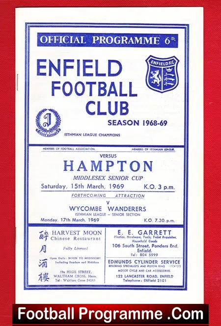 Enfield v Hampton 1969 – Senior Cup