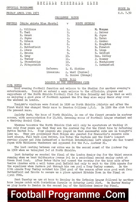 Enfield v North Shields 1973