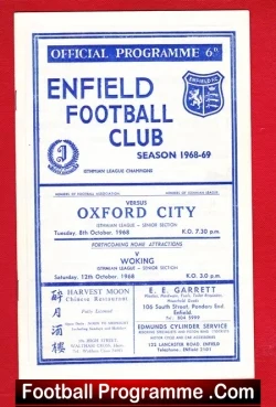 Enfield v Oxford City 1968 - football programme