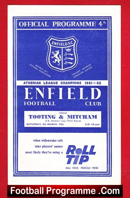 Enfield v Tooting Micham 1963