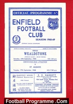 Enfield v Wealdstone 1968 - football programme