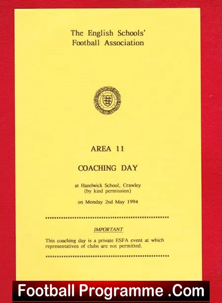 England Schoolboy Football Association Coaching Day 1994 Crawley