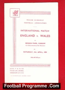 England v Wales 1959 – Schoolboys at Cardiff