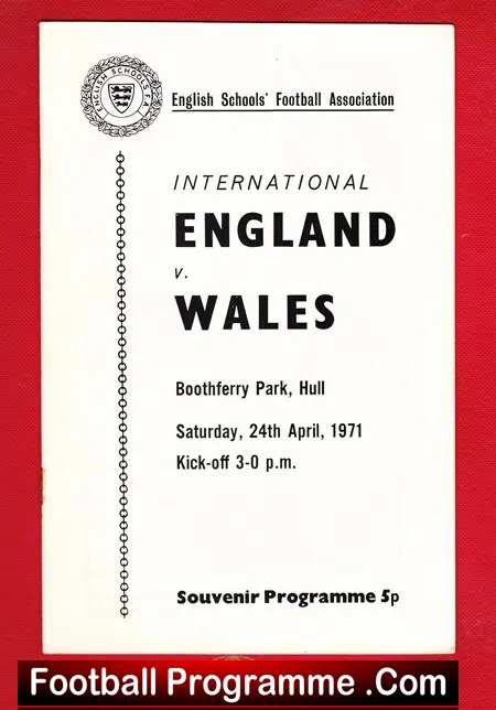 England v Wales 1971 – School Boys at Hull