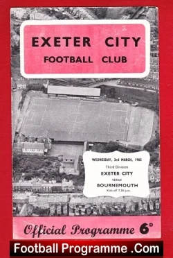 Exeter City v Bournemouth 1965 - football programme
