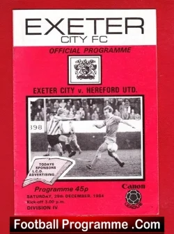 Exeter City v Hereford United 1984 - football programme