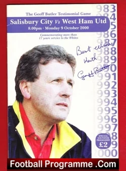 Geoff Butler Testimonial Benefit Match Salisbury City - SIGNED - football programme