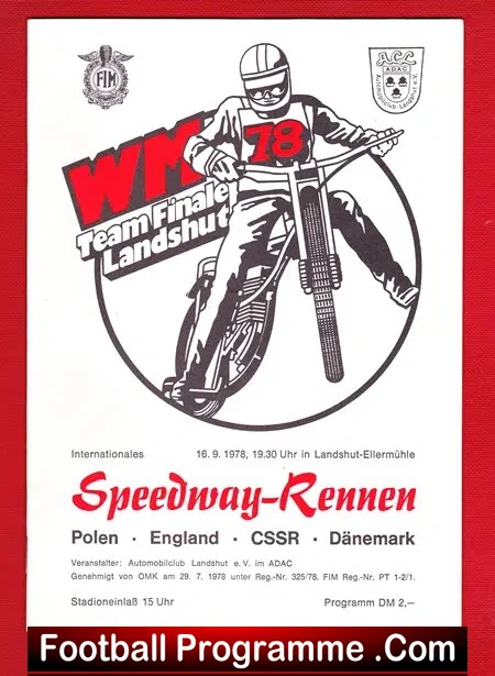 Germany Speedway Programme 1978 – Rennen England Russia