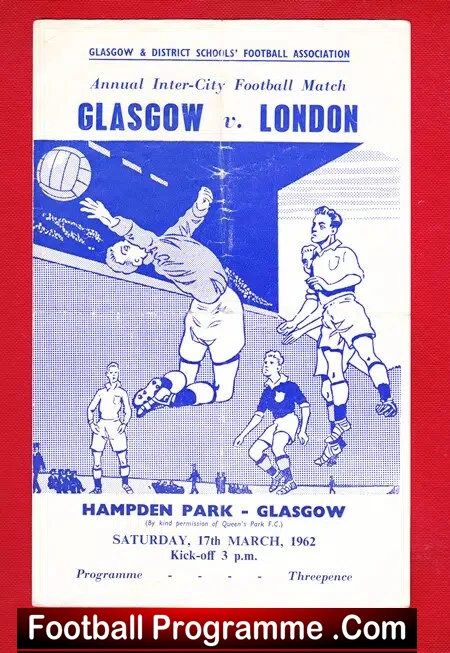 Glasgow v London 1962 – Schoolboys at Hampden Scotland