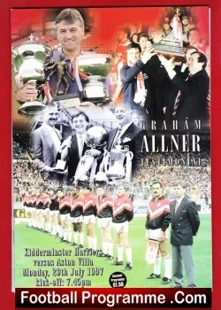 Graham Allner Testimonial Benefit Match Kidderminster 97 SIGNED - football programme