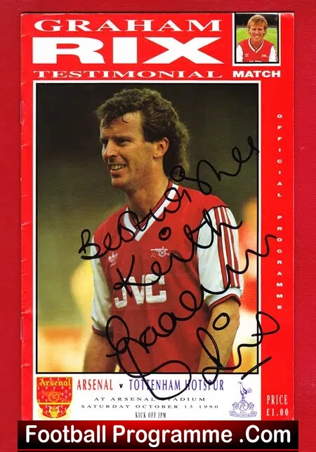 Graham Rix Testimonial Benefit Match Arsenal 1990 – SIGNED