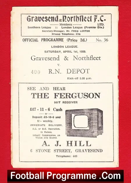 Gravesend Northfleet v Royal Navy Depot 1950 – to clear