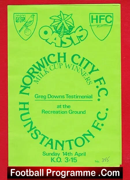 Greg Downs Testimonial Benefit Match Norwich City v Hunstanton