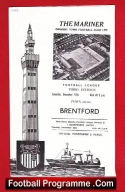 Grimsby Town v Brentford 1972 - football programme