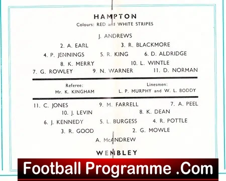Hampton v Wembley 1965 - FA Amateur Cup