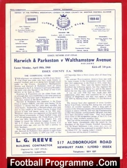 Harwich Parkeston v Walthamstow Avenue 1960 - Senior Cup Final - football programme