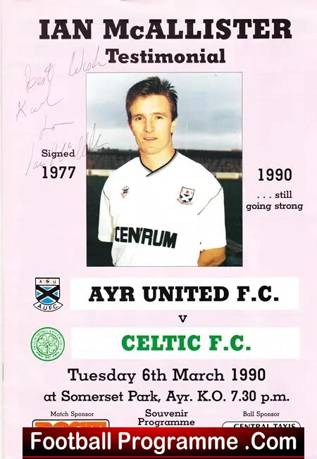 Ian McAllister Testimonial Benefit Match Ayr United 1990 SIGNED