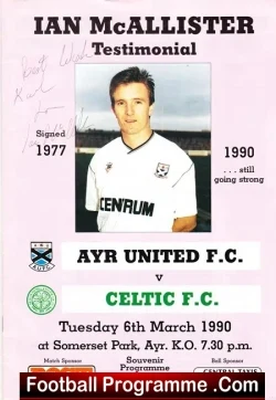 Ian McAllister Testimonial Benefit Match Ayr United 1990 SIGNED