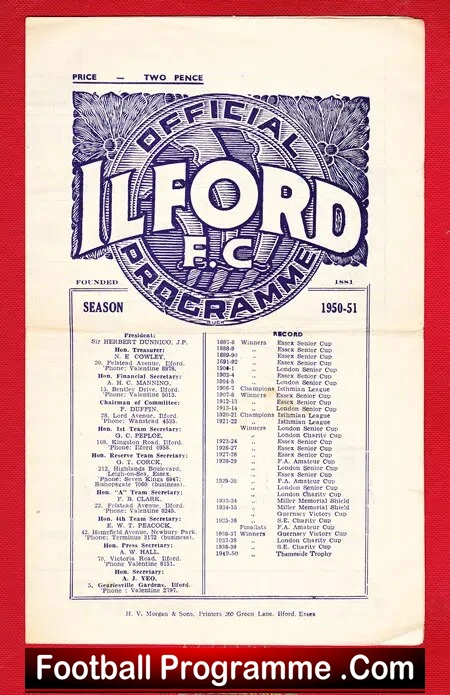 Ilford v Dulwich Hamlet 1950