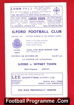Ilford v Witney Town 1969 - FA Amateur Cup - football programme