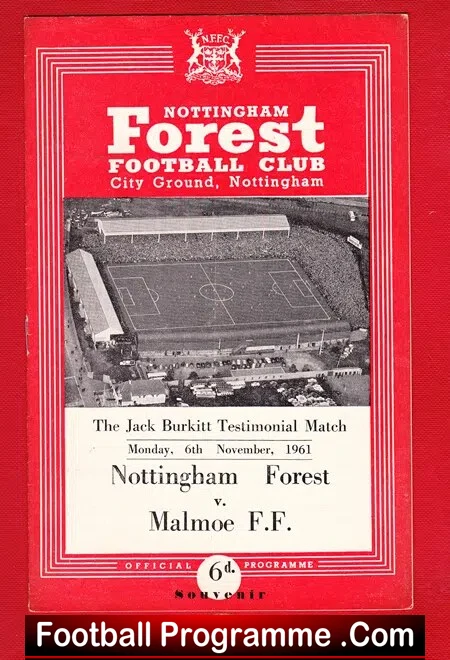 Jack Burkitt Benefit Testimonial Nottingham Forest 1961 – Malmoe