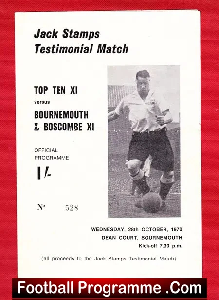 Jack Stamp Testimonial Benefit Match Bournemouth 1970