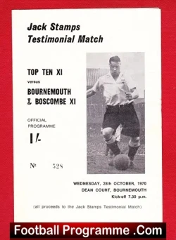 Jack Stamp Testimonial Benefit Match Bournemouth 1970