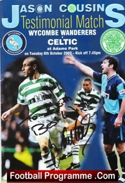 Jason Cousins Testimonial Benefit Match Wycombe Wand 2002 SIGNED