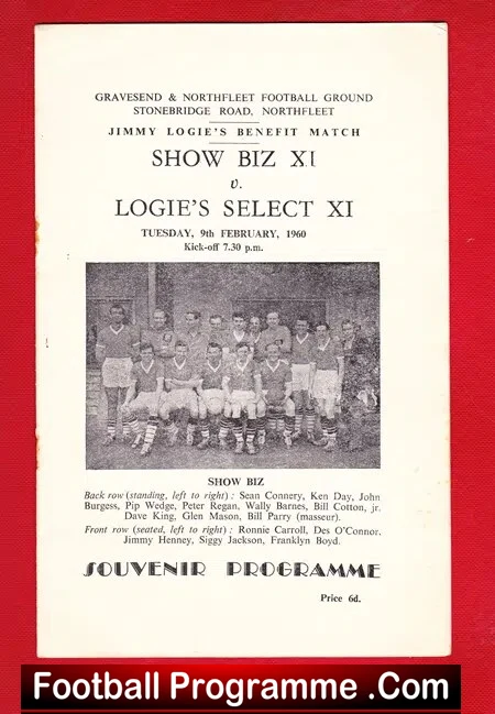 Jimmy Logie Testimonial Benefit Match Gravesend – Stars – 1960