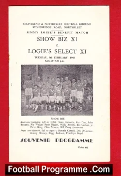 Jimmy Logie Testimonial Benefit Match Gravesend – Stars – 1960
