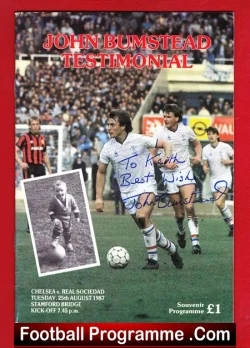 John Bumstead Testimonial Benefit Match Chelsea 1987 – Signed