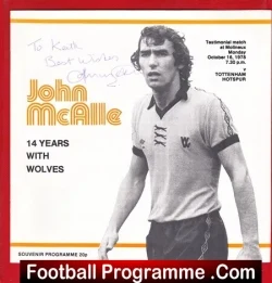 John McAlle Testimonial Benefit Match Wolves 1978 – Signed
