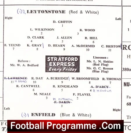 Leytonstone v Enfield 1962 - Unsure of date
