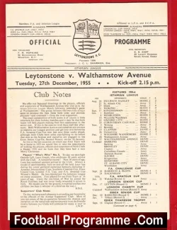 Leytonstone v Walthamstow Avenue 1955 - Isthian League 1950s - football programme