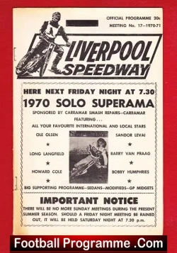 Liverpool Speedway Scratch Race International Stars Solo 1970