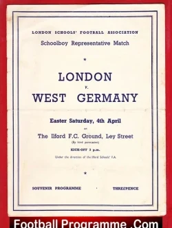 London Boys v West Germany 1953 – Schoolboys at Ilford