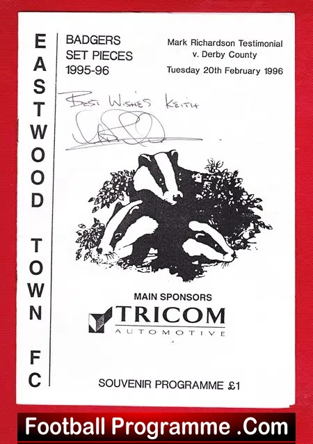 Mark Richardson Testimonial Benefit Match Eastwood Town Signed