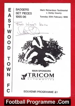 Mark Richardson Testimonial Benefit Match Eastwood Town Signed