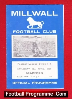 Millwall v Bradford Park Avenue 1965 - football programme