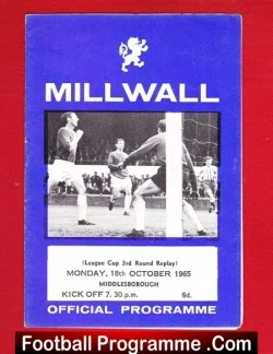 Millwall v Middlesbrough 1965 - football programme