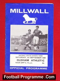Millwall v Oldham Athletic 1965 - football programme