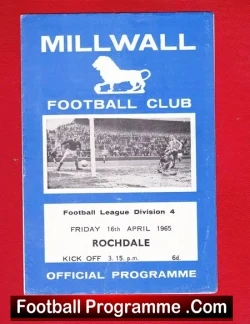 Millwall v Rochdale 1965 - football programme