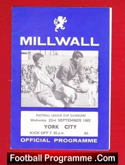 Millwall v York City 1965 - football programme