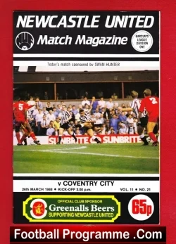Newcastle United v Coventry City 1988 - football programme