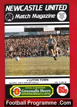 Newcastle United v Luton Town 1988 - football programme