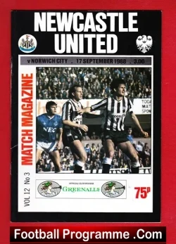 Newcastle United v Norwich City 1988 - football programme