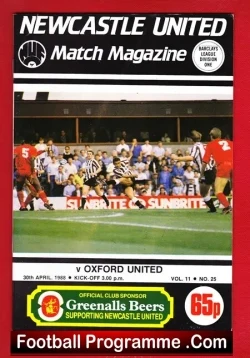 Newcastle United v Oxford United 1988 - football programme