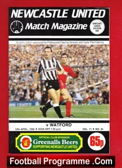 Newcastle United v Watford 1988 - football programme